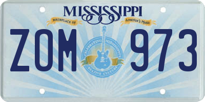 MS license plate ZOM973
