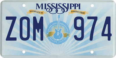 MS license plate ZOM974