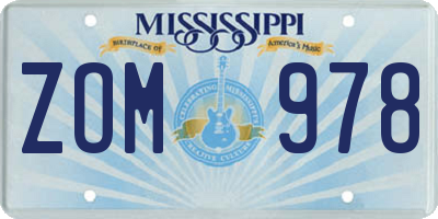 MS license plate ZOM978