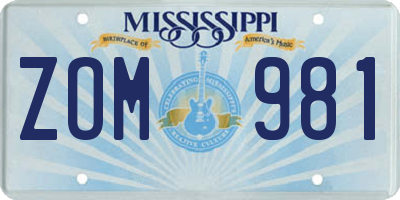 MS license plate ZOM981