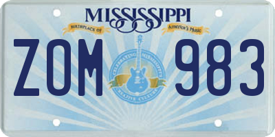 MS license plate ZOM983