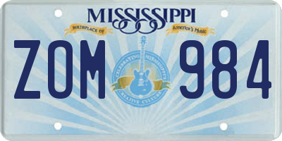 MS license plate ZOM984
