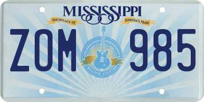 MS license plate ZOM985