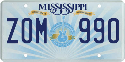 MS license plate ZOM990