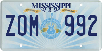 MS license plate ZOM992