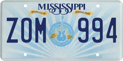 MS license plate ZOM994