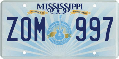 MS license plate ZOM997