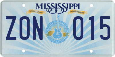 MS license plate ZON015
