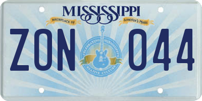 MS license plate ZON044