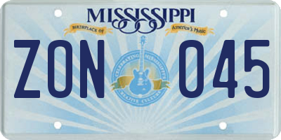 MS license plate ZON045