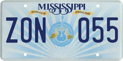 MS license plate ZON055