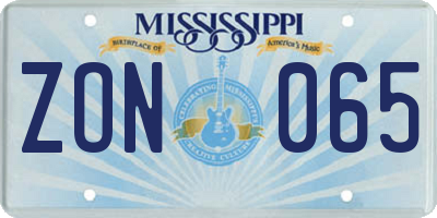 MS license plate ZON065