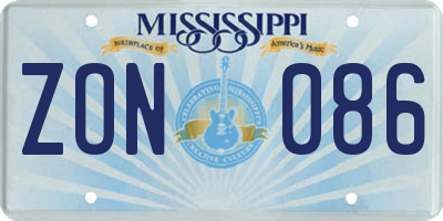 MS license plate ZON086