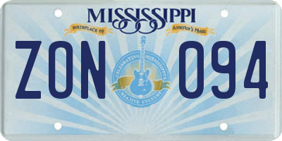 MS license plate ZON094