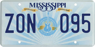 MS license plate ZON095