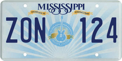 MS license plate ZON124