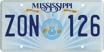 MS license plate ZON126