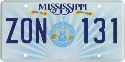 MS license plate ZON131