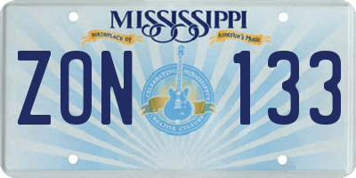 MS license plate ZON133