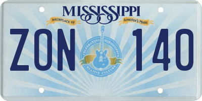 MS license plate ZON140