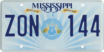 MS license plate ZON144