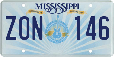 MS license plate ZON146