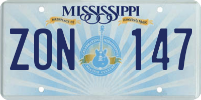 MS license plate ZON147
