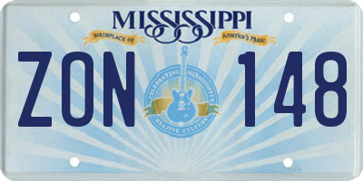 MS license plate ZON148