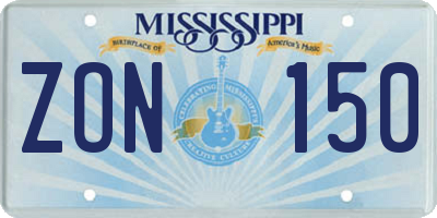 MS license plate ZON150