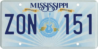 MS license plate ZON151