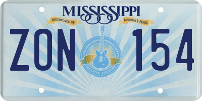 MS license plate ZON154