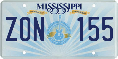 MS license plate ZON155