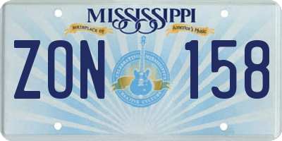 MS license plate ZON158