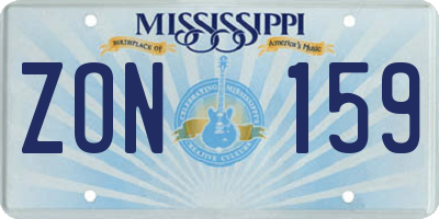 MS license plate ZON159