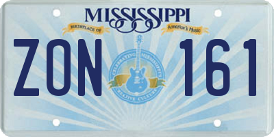 MS license plate ZON161