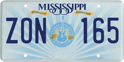 MS license plate ZON165