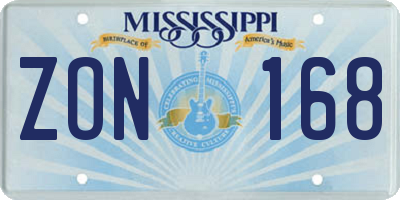 MS license plate ZON168