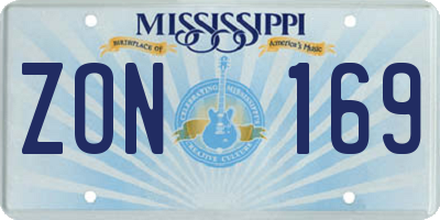 MS license plate ZON169
