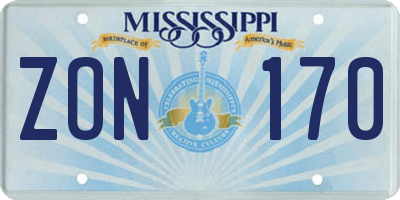 MS license plate ZON170