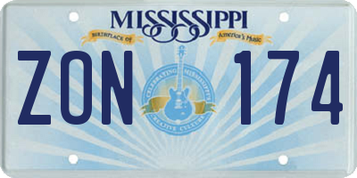 MS license plate ZON174