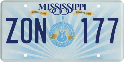 MS license plate ZON177