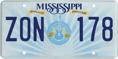 MS license plate ZON178