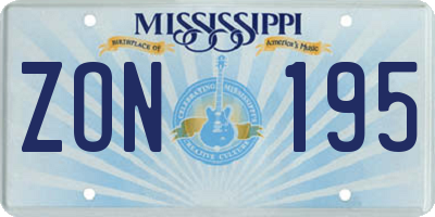 MS license plate ZON195
