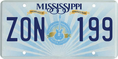 MS license plate ZON199