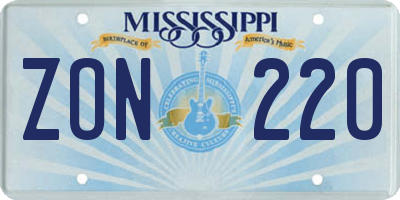 MS license plate ZON220