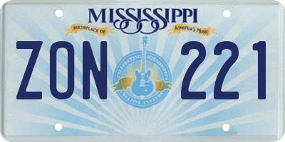 MS license plate ZON221