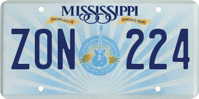 MS license plate ZON224