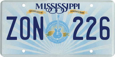 MS license plate ZON226