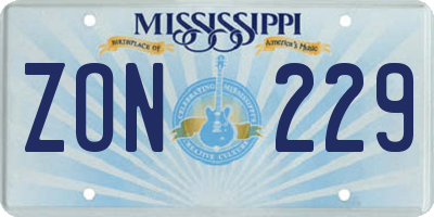 MS license plate ZON229
