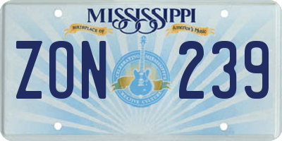 MS license plate ZON239